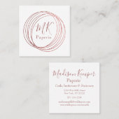 Eenvoudige en elegante Abstracte Roos Gold-cirkels Vierkante Visitekaartje (Voorkant / Achterkant)