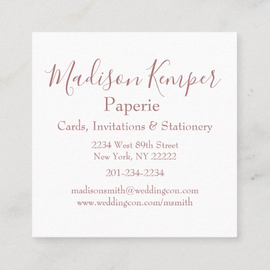 Eenvoudige en elegante Abstracte Roos Gold-cirkels Vierkante Visitekaartje (Achterkant)