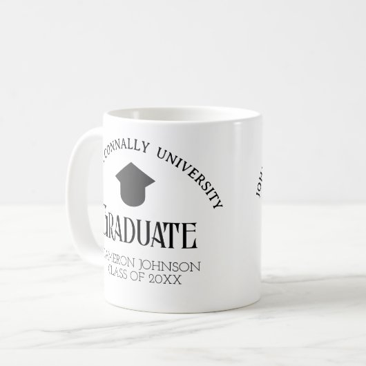 Eenvoudige en elegante Afstuderen koffie mok (Voorkant links)