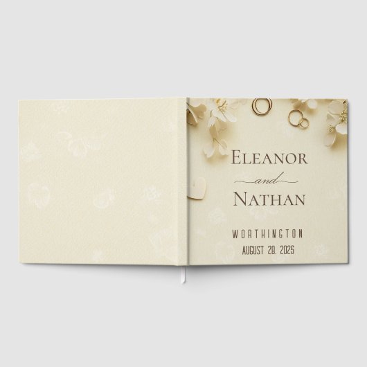 Eenvoudige en elegante Beige bruiloft Gastenboek (Volledig)