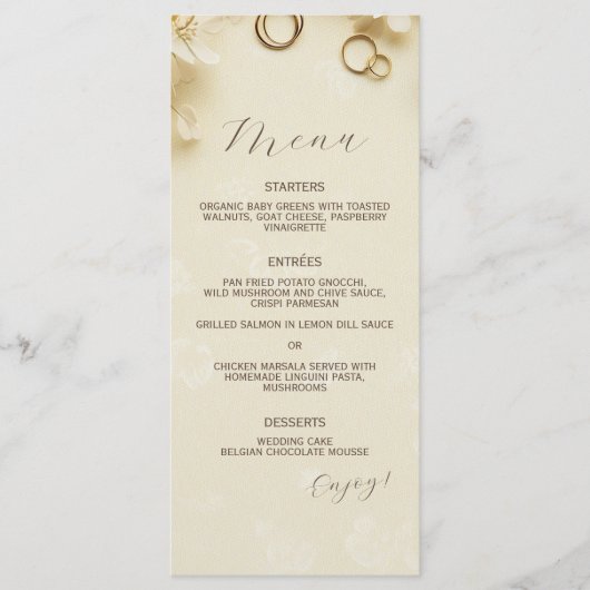 Eenvoudige en elegante Beige bruiloft Menu (Voorkant)