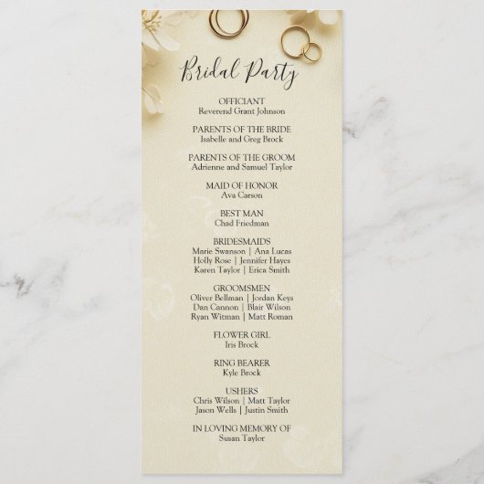 Eenvoudige en elegante Beige bruiloft Programmakaart (Achterkant)