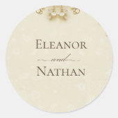Eenvoudige en elegante Beige bruiloft Ronde Sticker (Voorkant)