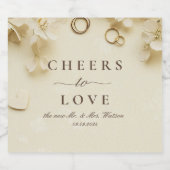 Eenvoudige en elegante Beige bruiloft Sparkling Wijnetiket (Enkel label)