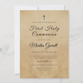 Eenvoudige en elegante beige Eerste Heilige Commun Kaart (Voorkant)