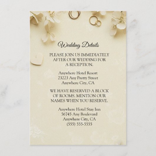 Eenvoudige en elegante Beige Wedding Enclosure Kaa Informatiekaartje (Voorkant)