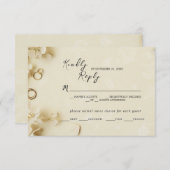 Eenvoudige en elegante Beige Wedding Response Kaar RSVP Kaartje (Voorkant / Achterkant)