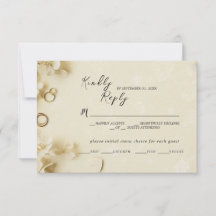 Eenvoudige en elegante Beige Wedding Response Kaar