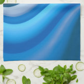 Eenvoudige en elegante blauwe Abstracte golven str Theedoek (Gevouwen)