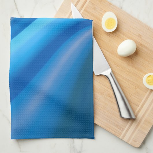 Eenvoudige en elegante blauwe Abstracte golven str Theedoek (Quarter Fold)