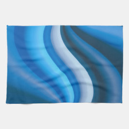 Eenvoudige en elegante blauwe Abstracte golven str Theedoek