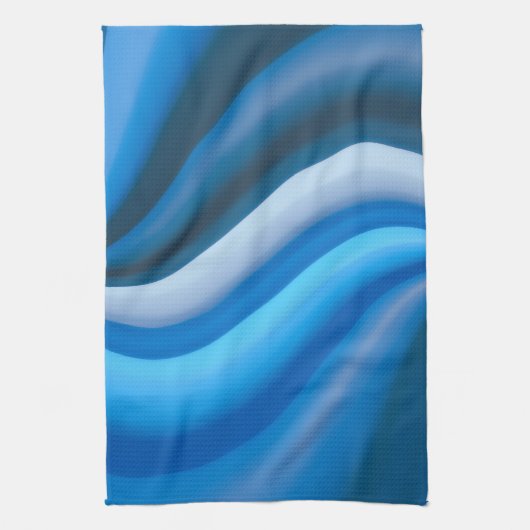 Eenvoudige en elegante blauwe Abstracte golven str Theedoek (Verticaal)