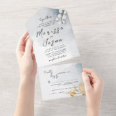 Eenvoudige en elegante bloemenbruiloft all in one uitnodiging (Afscheurbaar)