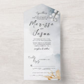 Eenvoudige en elegante bloemenbruiloft all in one uitnodiging (Binnen)