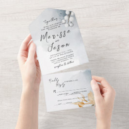 Eenvoudige en elegante bloemenbruiloft all in one uitnodiging