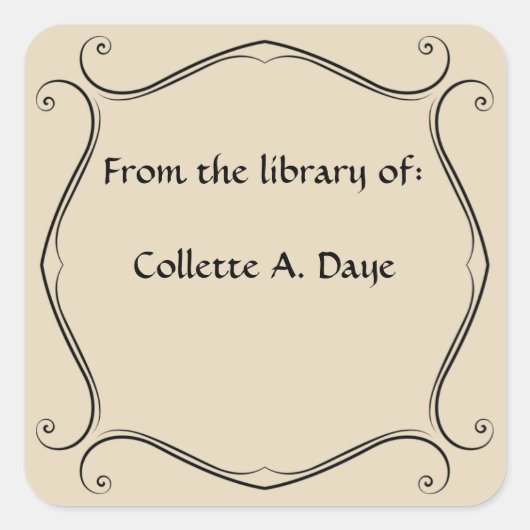  Eenvoudige en Elegante Bookplate Vierkante Sticker (Voorkant)