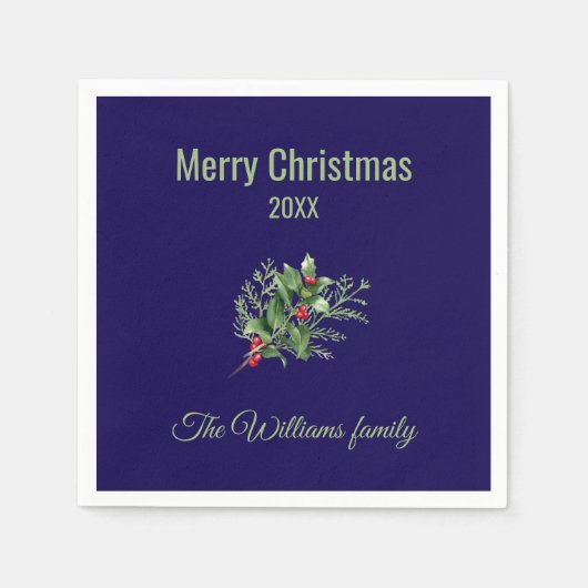Eenvoudige en elegante botanische kerst servet (Voorkant)