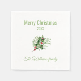 Eenvoudige en elegante botanische kerst servet