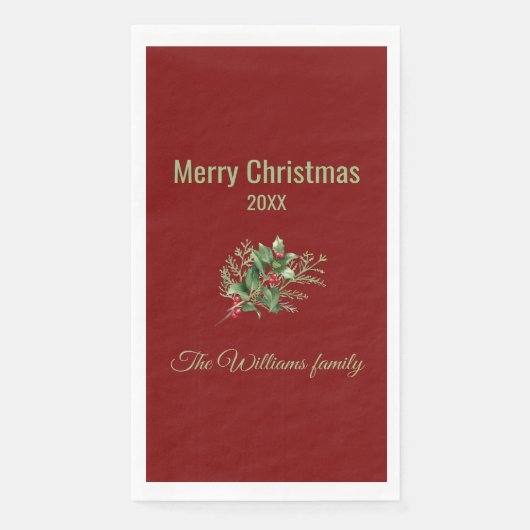 Eenvoudige en elegante botanische kerstservetten servet (Voorkant)