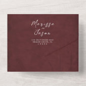 Eenvoudige en elegante Bourgondische bruiloft All In One Uitnodiging (Achterkant)