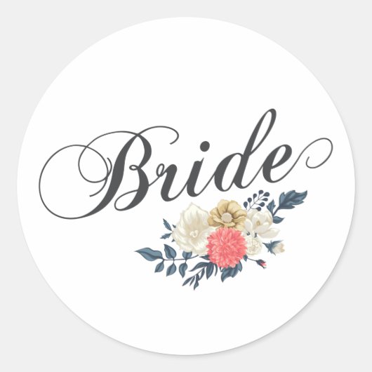 Eenvoudige en elegante bride Floral | Sticker zege (Voorkant)