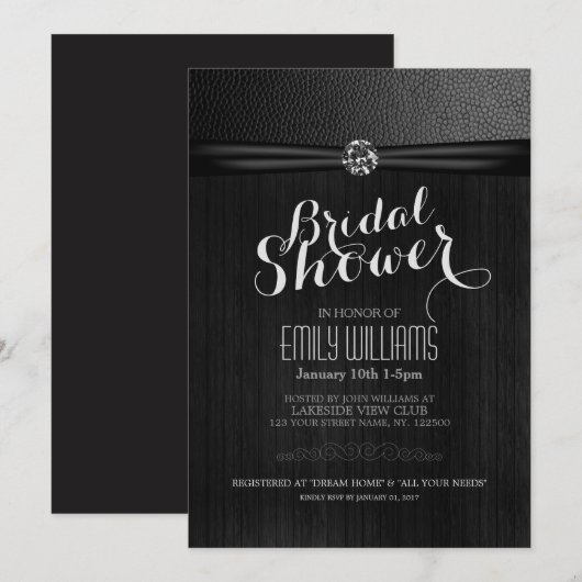 Eenvoudige en elegante bruids douche uitnodiging (Voorkant / Achterkant)