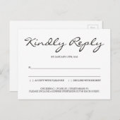 Eenvoudige en elegante bruiloft antwoord behuizing uitnodiging briefkaart (Voorkant / Achterkant)