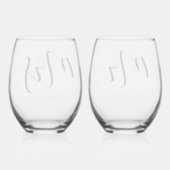 Eenvoudige en elegante bruiloft Mr & Mrs Set Wijnglas Zonder Voet (Achterkant)