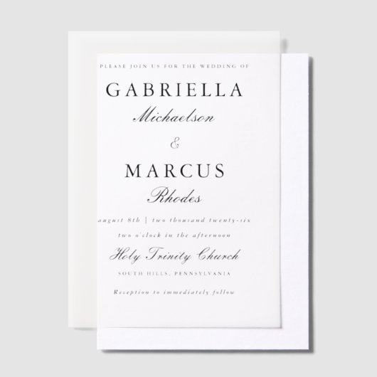 Eenvoudige en elegante bruiloft vellum uitnodigingen (Offset)