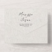 Eenvoudige en elegante canvas bruiloft all in one uitnodiging (Achterkant)