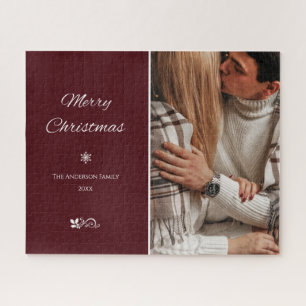 Eenvoudige en elegante Dark Burgundy-Feestdagen Legpuzzel