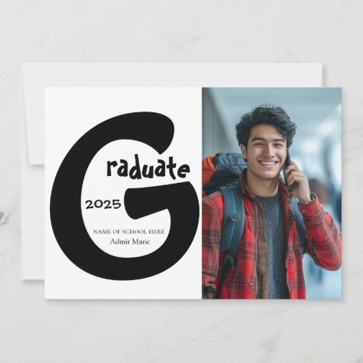 Eenvoudige en elegante diploma-uitreiking aankondi kaart (Voorkant)