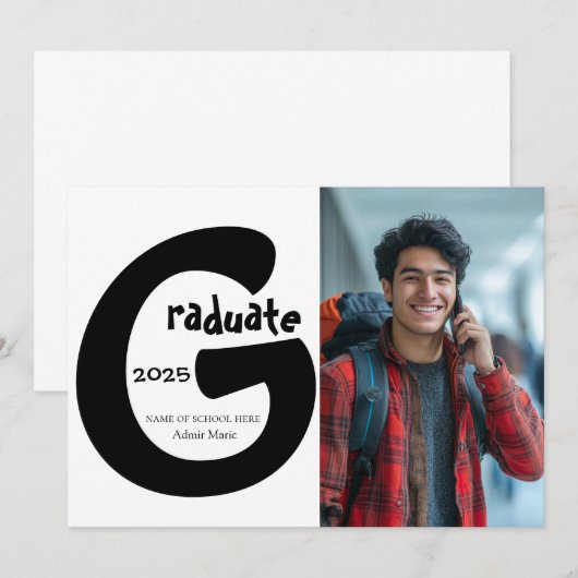 Eenvoudige en elegante diploma-uitreiking aankondi kaart (Voorkant / Achterkant)