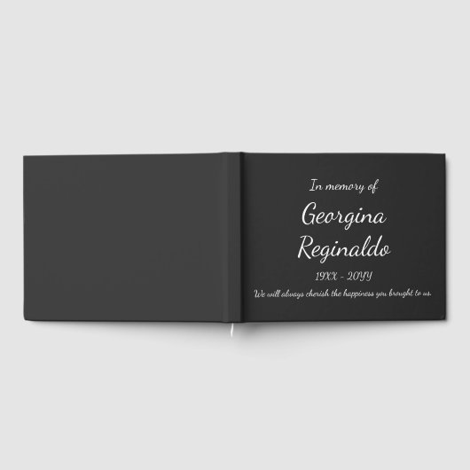 Eenvoudige en elegante donkergrijze + witte script gastenboek (Volledig)