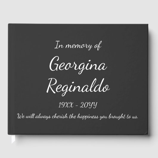 Eenvoudige en elegante donkergrijze + witte script gastenboek (Voorkant)