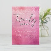 Eenvoudige en elegante donkerroze 21e verjaardag kaart (Staand voorkant)