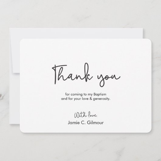 Eenvoudige en Elegante Doop Baby dank u Bedankkaart (Achterkant)