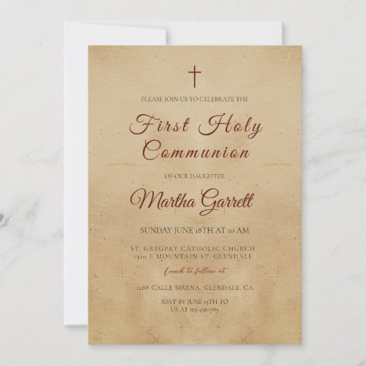 Eenvoudige en elegante Eerste Heilige Communie Kaart (Voorkant)