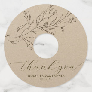 Eenvoudige en elegante Eucalyptus Branch Wine Glas Wijnglaslabel