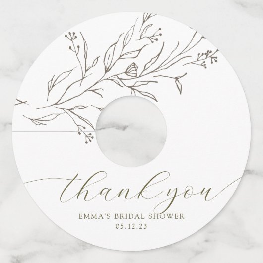 Eenvoudige en elegante Eucalyptus Branch Wine Glas Wijnglaslabel (Voorkant)