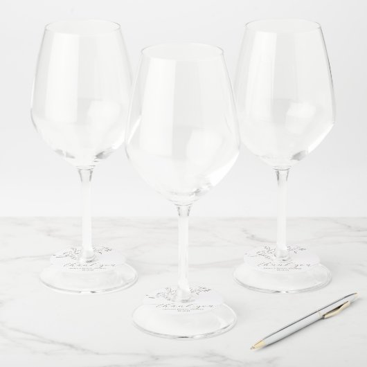 Eenvoudige en elegante Eucalyptus Branch Wine Glas Wijnglaslabel (Set)