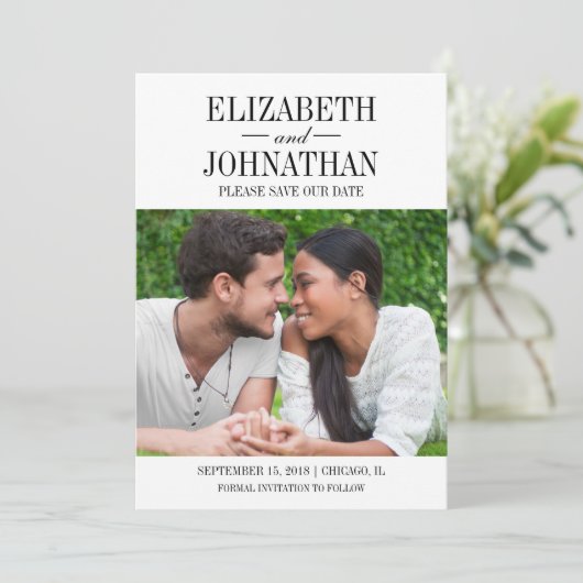 Eenvoudige en elegante foto opslaan de Kaart Datum (Staand voorkant)