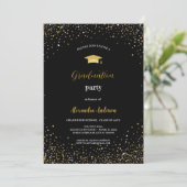 EENVOUDIGE EN ELEGANTE GOUD EN ZWART GRADUATION PA KAART (Staand voorkant)