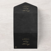 Eenvoudige en elegante gouden zwarte bruiloft all in one uitnodiging (Buitenkant)