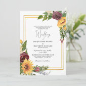 Eenvoudige en elegante Herfst Floral Wedding Kaart (Staand voorkant)