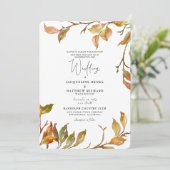 Eenvoudige en elegante Herfst Foliage Rond Wedding Kaart (Staand voorkant)
