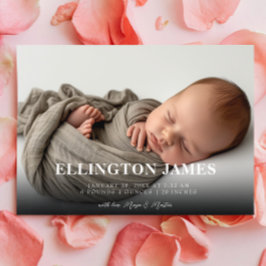 Eenvoudige en Elegante horizontale Baby Foto Geboo Aankondiging