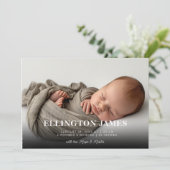 Eenvoudige en Elegante horizontale Baby Foto Geboo Aankondiging (Staand voorkant)