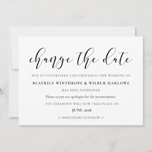 Eenvoudige en elegante Huwelijksdatum Wijzigingska Kaart (Voorkant)