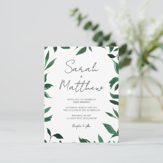 Eenvoudige en elegante huwelijksuitnodiging aankondiging (Staand voorkant)